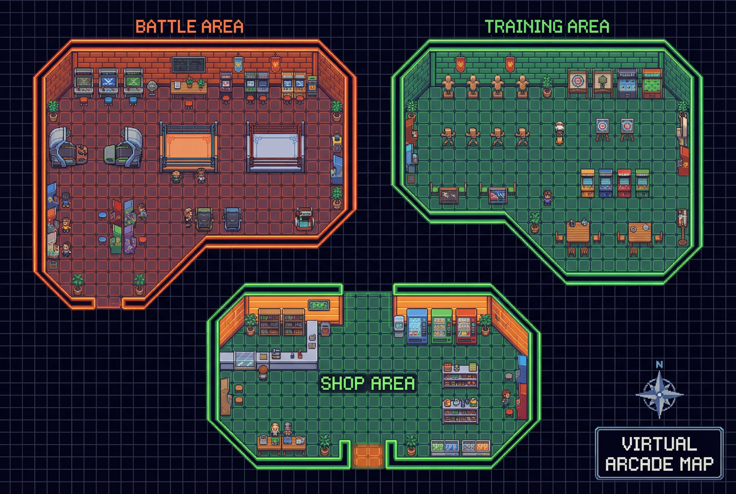 赛博格斗电子竞技场 pg赏金女王 虚拟街机厅地图