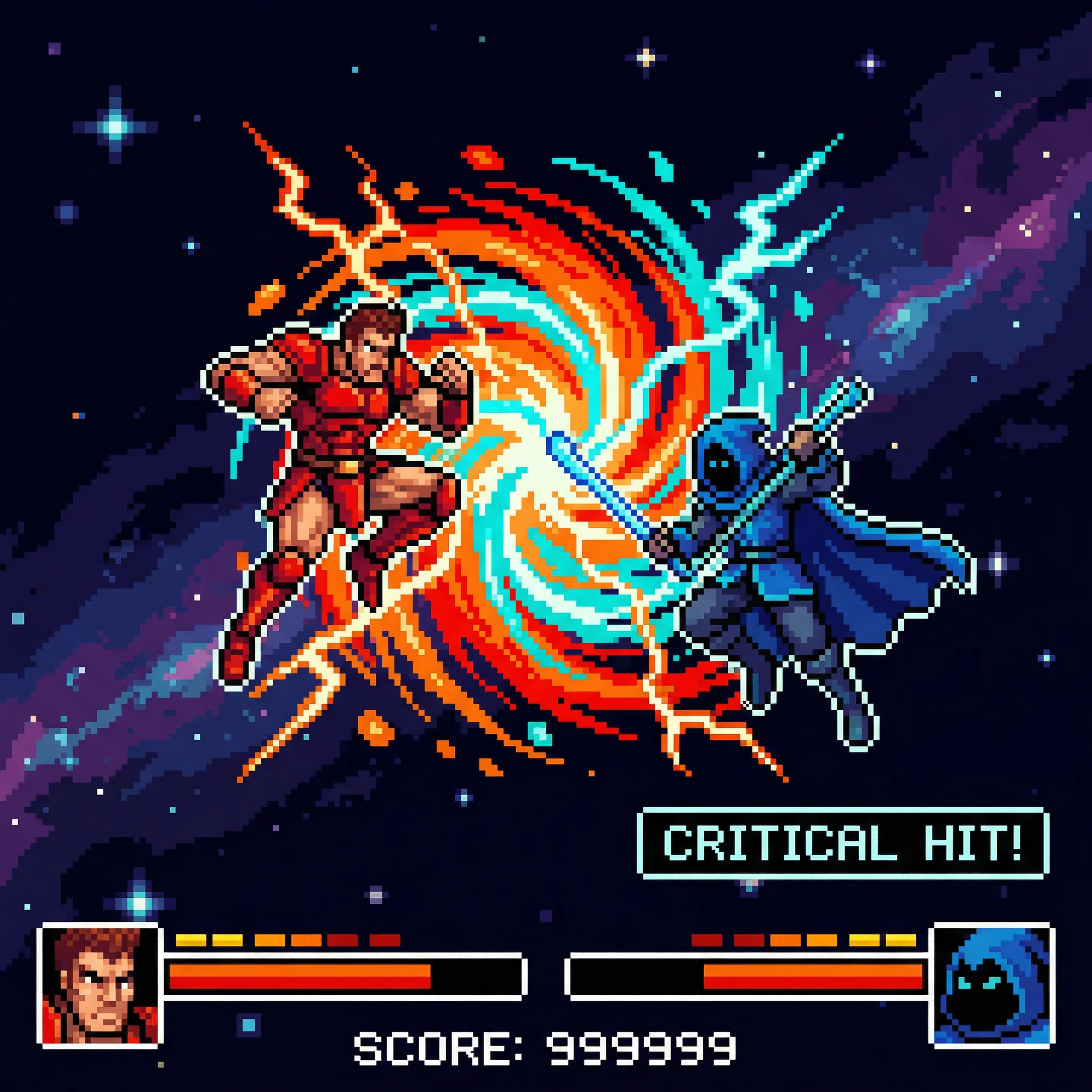 像素艺术作品：格斗家空中对决 - pg赏金女王 社区创作