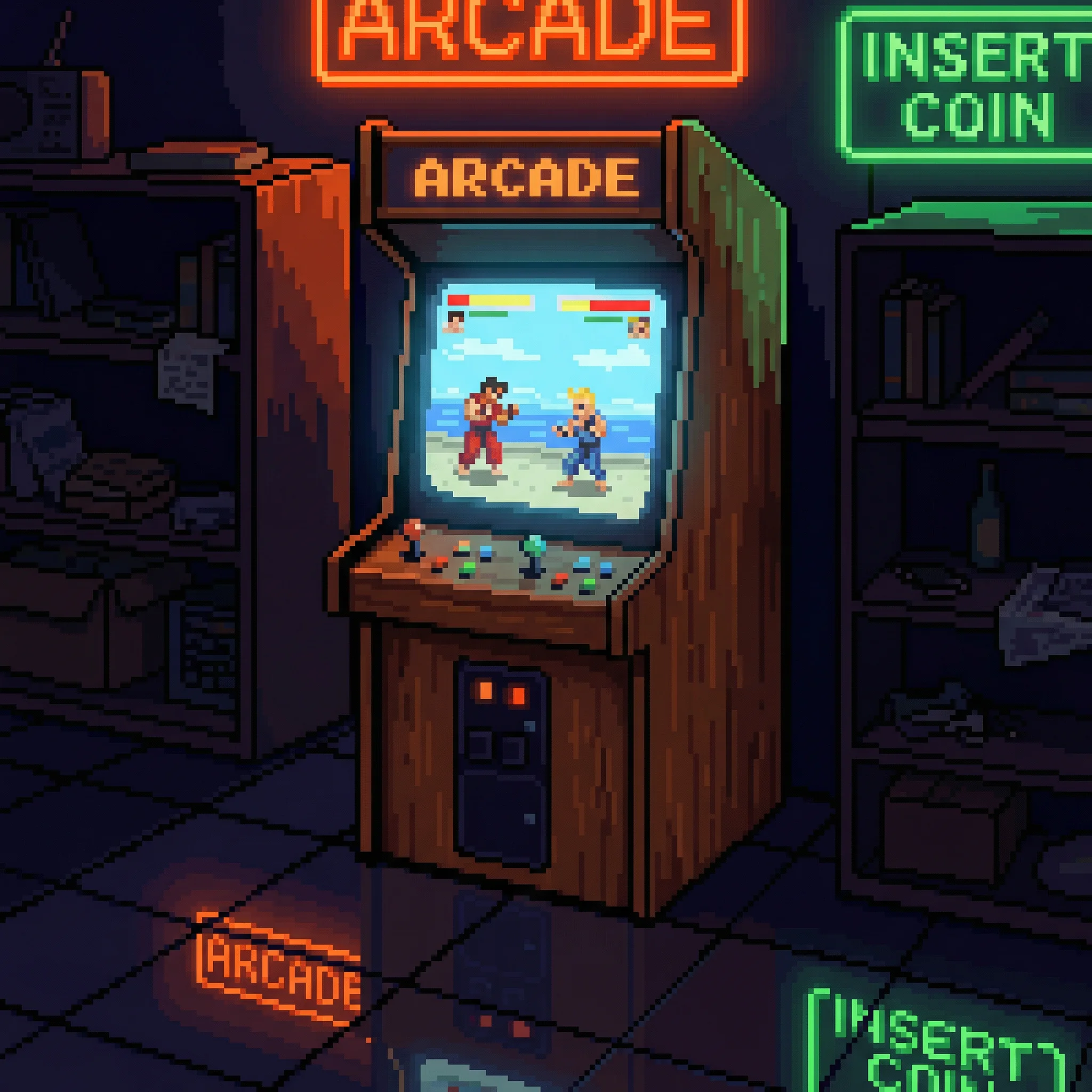 像素艺术作品：怀旧街机厅 - pg赏金女王 社区创作